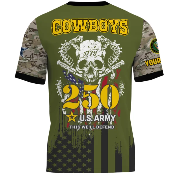 Dallas Cowboys T-Shirt x U.S. Army 250th Celebration Night Game Limited Personalize Name