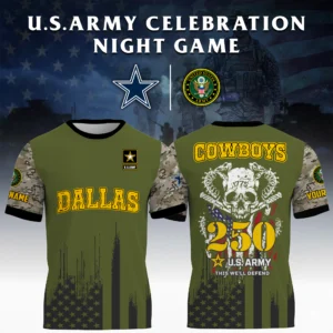 Dallas Cowboys T-Shirt x U.S. Army 250th Celebration Night Game Limited Personalize Name