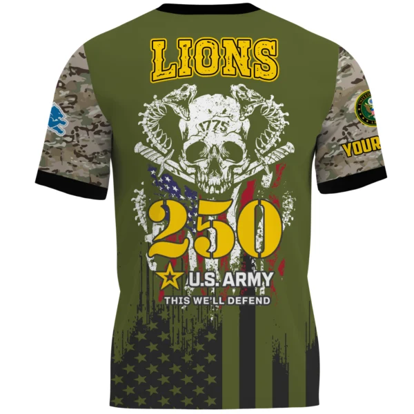 Detroit Lions T-Shirt x U.S. Army 250th Celebration Night Game Limited Personalize Name
