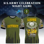 Detroit Lions T-Shirt x U.S. Army 250th Celebration Night Game Limited Personalize Name