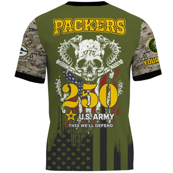 Green Bay Packers T-Shirt x U.S. Army 250th Celebration Night Game Limited Personalize Name