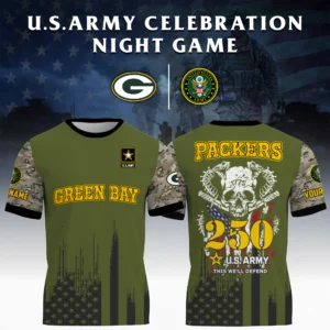 Green Bay Packers T-Shirt x U.S. Army 250th Celebration Night Game Limited Personalize Name