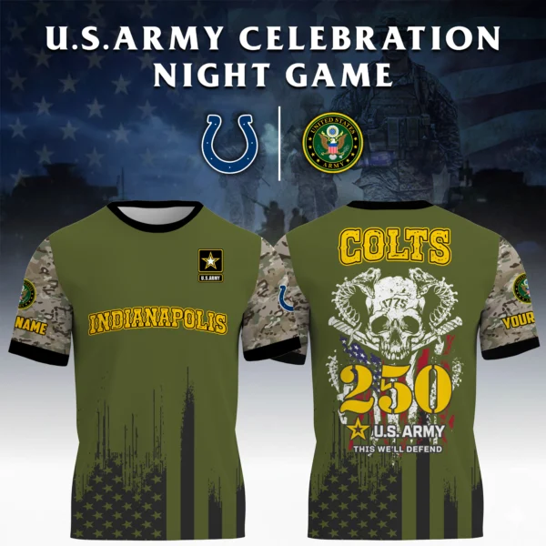 Indianapolis Colts T-Shirt x U.S. Army 250th Celebration Night Game Limited Personalize Name