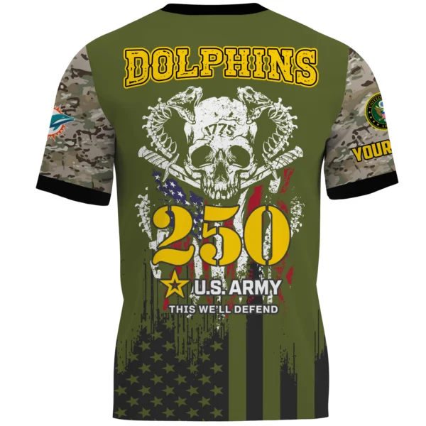 Miami Dolphins T-Shirt x U.S. Army 250th Celebration Night Game Limited Personalize Name