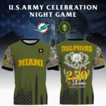 Miami Dolphins T-Shirt x U.S. Army 250th Celebration Night Game Limited Personalize Name