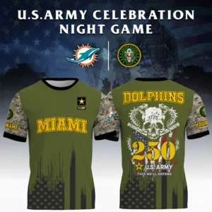 Miami Dolphins T-Shirt x U.S. Army 250th Celebration Night Game Limited Personalize Name