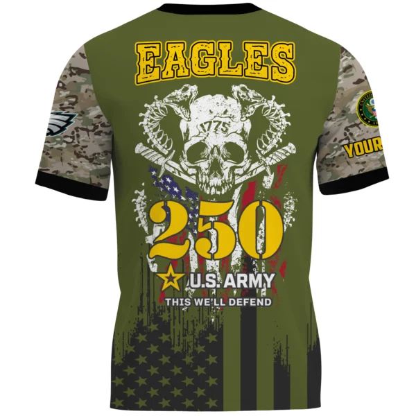 Philadelphia Eagles T-Shirt x U.S. Army 250th Celebration Night Game Limited Personalize Name