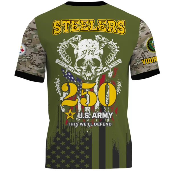 Pittsburgh Steelers T-Shirt x U.S. Army 250th Celebration Night Game Limited Personalize Name