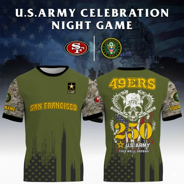 San Francisco 49ers T-Shirt x U.S. Army 250th Celebration Night Game Limited Personalize Name