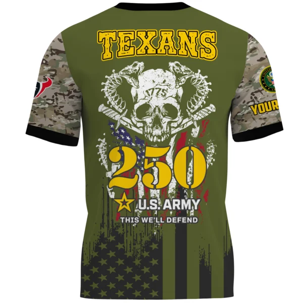 Houston Texans T-Shirt x U.S. Army 250th Celebration Night Game Limited Personalize Name