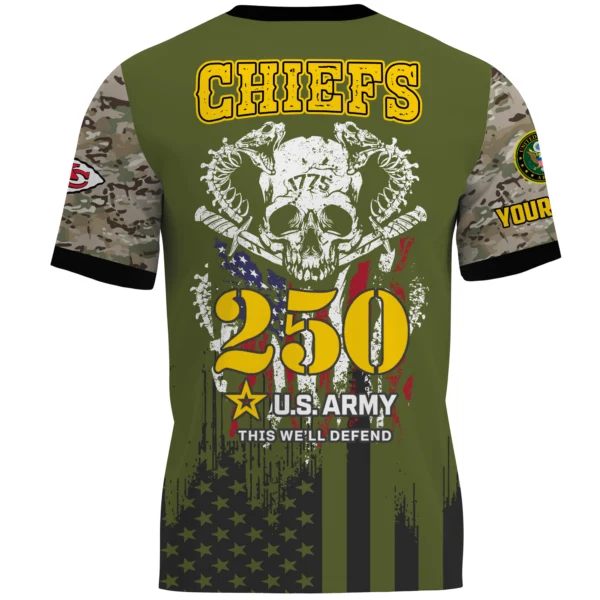 Kansas City Chiefs T-Shirt x U.S. Army 250th Celebration Night Game Limited Personalize Name