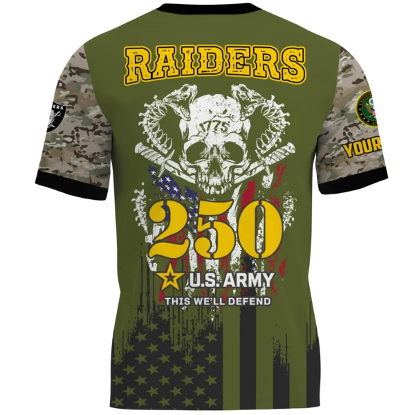 Las Vegas Raiders T-Shirt x U.S. Army 250th Celebration Night Game Limited Personalize Name