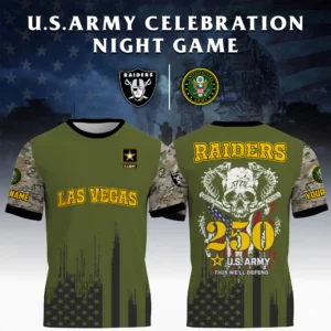 Las Vegas Raiders T-Shirt x U.S. Army 250th Celebration Night Game Limited Personalize Name