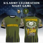 Minnesota Vikings T-Shirt x U.S. Army 250th Celebration Night Game Limited Personalize Name