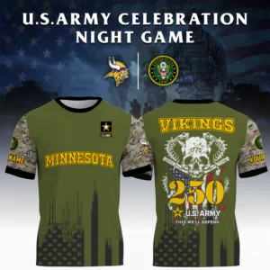 Minnesota Vikings T-Shirt x U.S. Army 250th Celebration Night Game Limited Personalize Name