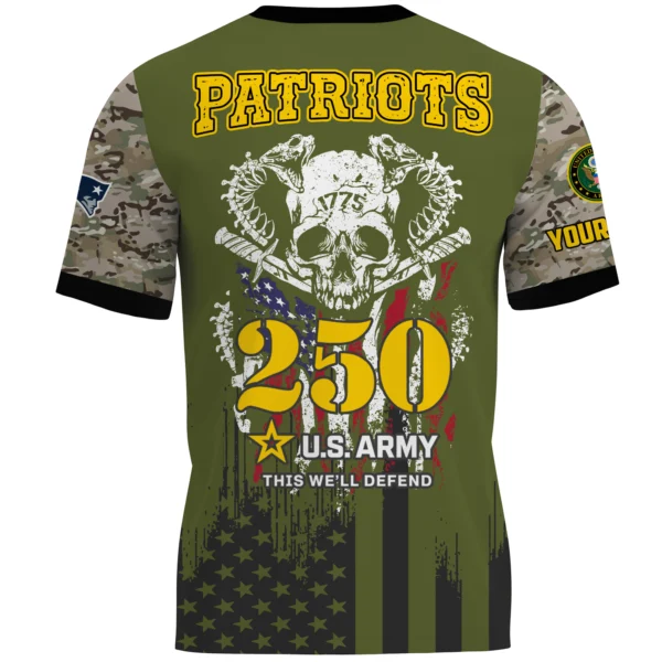 New England Patriots T-Shirt x U.S. Army 250th Celebration Night Game Limited Personalize Name