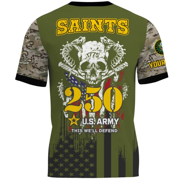 New Orleans Saints T-Shirt x U.S. Army 250th Celebration Night Game Limited Personalize Name
