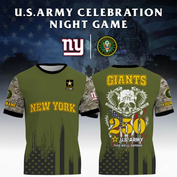 New York Giants xT-Shirt x U.S. Army 250th Celebration Night Game Limited Personalize Name