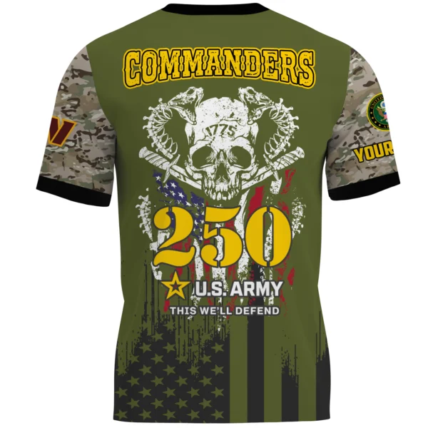Washington Commanders U.S. Army 250th Celebration Night Game 3D T-Shirt Limited 2026 Custom Your Name