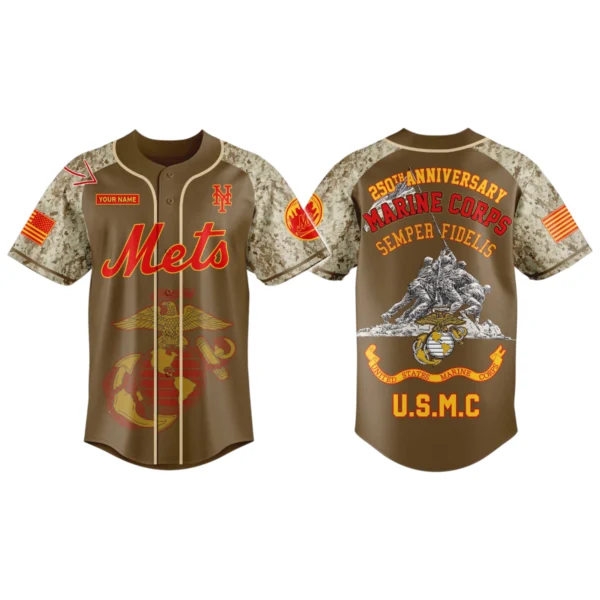 New York Mets x US Marine Corps 250th Birthday 3D Baseball Jersey Limited 2026 Custom Your Name