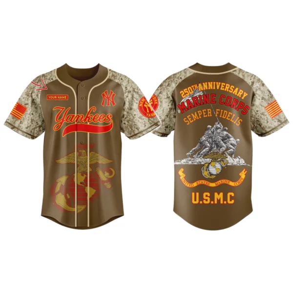 New York Yankees x US Marine Corps 250th Birthday 3D Baseball Jersey Limited 2026 Custom Your Name
