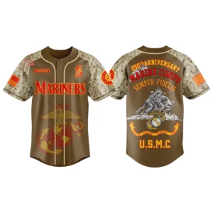 Seattle Mariners x US Marine Corps 250th Birthday 3D Baseball Jersey Limited 2026 Custom Your Name
