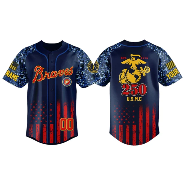 Atlanta Braves x USMC 250th Anniversay 3D Baseball Jersey Limited 2026 Custom Name & Number