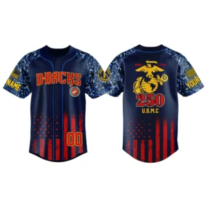 Arizona Diamondbacks x USMC 250th Anniversay 3D Baseball Jersey Limited 2026 Custom Name & Number