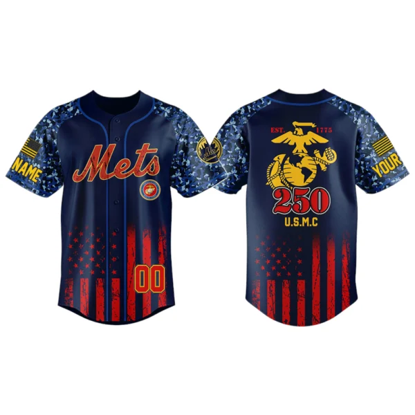 New York Mets x USMC 250th Anniversay 3D Baseball Jersey Limited 2026 Custom Name & Number