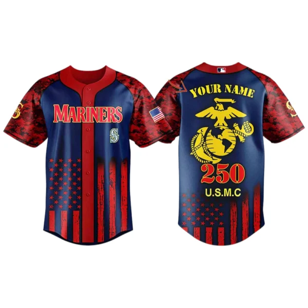 Seattle Mariners x USMC 250th Birthday 3D Baseball Jersey Limited 2026 Custom Your Name