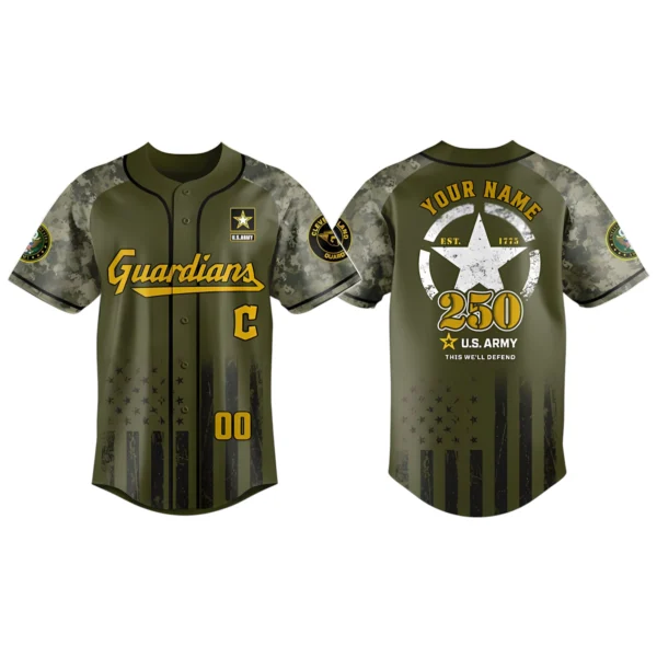 Cleveland Guardians x US Army 250th Birthday 3D Baseball Jersey Limited 2026 Custom Name & Number