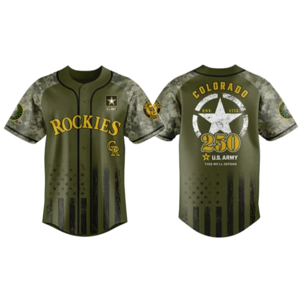 Colorado Rockies x US Army 250th Birthday 3D Baseball Jersey Limited 2026