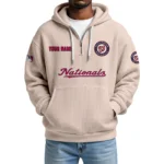Washington Nationals Quarter-Zip Waffle Knit Hoodie Custom Your Name