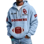 Oklahoma Sooners Quarter-Zip Waffle Knit Hoodie Custom Your Name