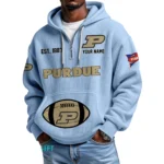 Purdue Boilermakers Quarter-Zip Waffle Knit Hoodie Custom Your Name