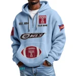 Temple Owls Primary Quarter-Zip Waffle Knit Hoodie Custom Your Name
