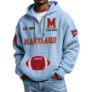 Maryland Terrapins Quarter-Zip Waffle Knit Hoodie Custom Your Name