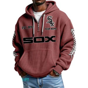 Chicago White Sox Quarter-Zip Waffle Knit Hoodie New 2026 Personalize Name