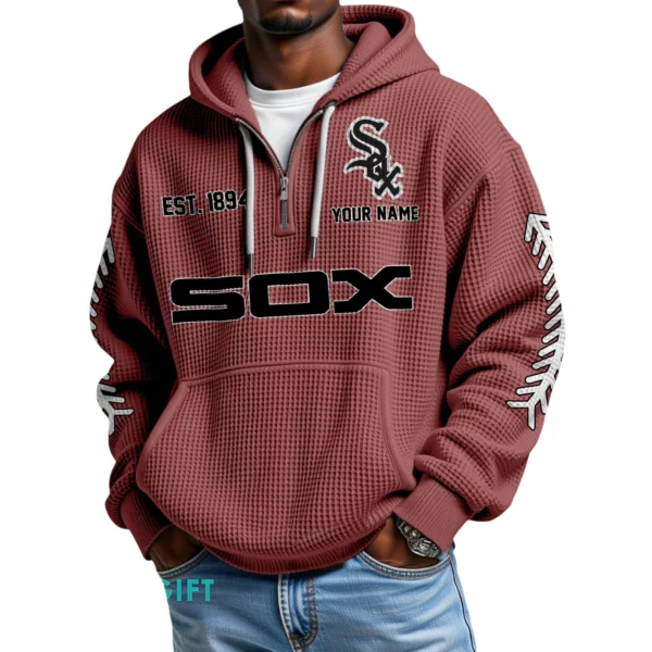 Chicago White Sox Quarter-Zip Waffle Knit Hoodie New 2026 Personalize Name