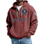 Houston Astros Quarter-Zip Waffle Knit Hoodie Personalize Name