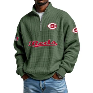 Boston Red Sox Waffle Knit Quarter-Zip Long Sleeve Shirt