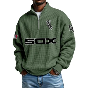 Chicago White Sox Waffle Knit Quarter-Zip Long Sleeve Shirt New 2026
