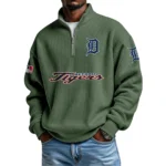 Detroit Tigers Waffle Knit Quarter-Zip Long Sleeve Shirt