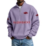 Arkansas Razorbacks Mens Quarter Zip Waffle Knit Pullover Top Long Sleeve