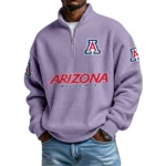 Arizona Wildcats Mens Quarter Zip Waffle Knit Pullover Top Long Sleeve