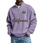 California Golden Bears Mens Quarter Zip Waffle Knit Pullover Top Long Sleeve