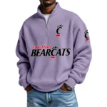 Cincinnati Bearcats Mens Quarter Zip Waffle Knit Pullover Top Long Sleeve