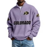 Colorado Buffaloes Mens Quarter Zip Waffle Knit Pullover Top Long Sleeve