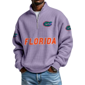 Florida Gators Mens Quarter Zip Waffle Knit Pullover Top Long Sleeve