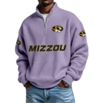 Missouri Tigers Mens Quarter Zip Waffle Knit Pullover Top Long Sleeve